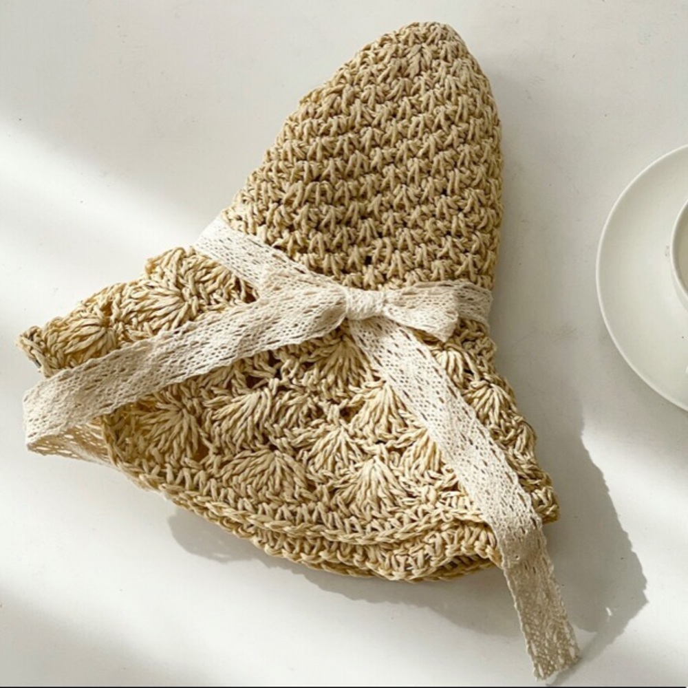 Beige Boho Wrap Around Ribbon Straw Hat - Picture 10 of 12
